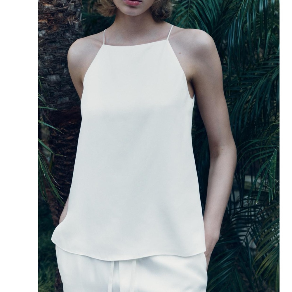 ZARA ZW SATIN EFFECT HALTER TOP